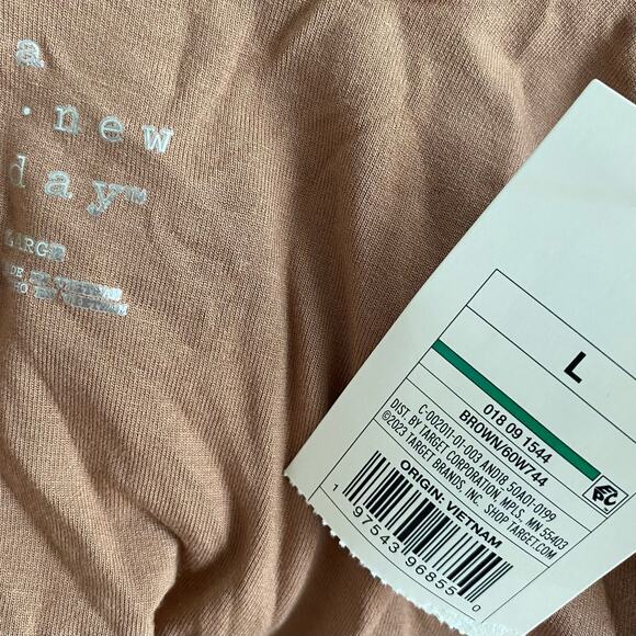 NEW A NEW DAY Midi Dress Scoop Neck Slit Hem Tan Size Large Stretchy Knit Rayon - Picture 3 of 4